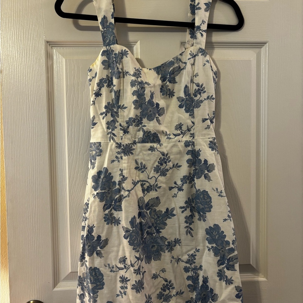 Abercrombie & Fitch White Dress with Blue Floral Print